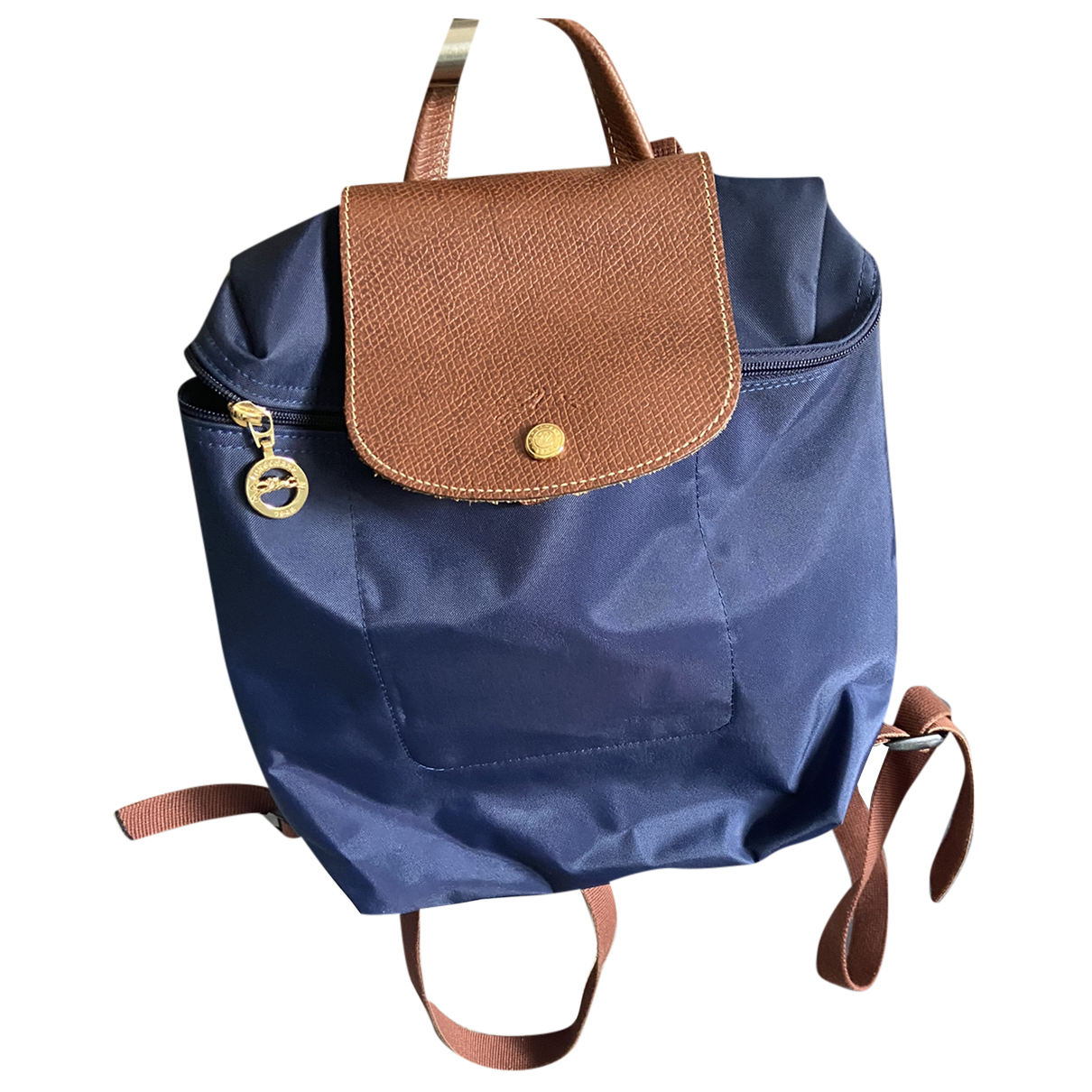 Backpack Longchamp Blue in Plastic 